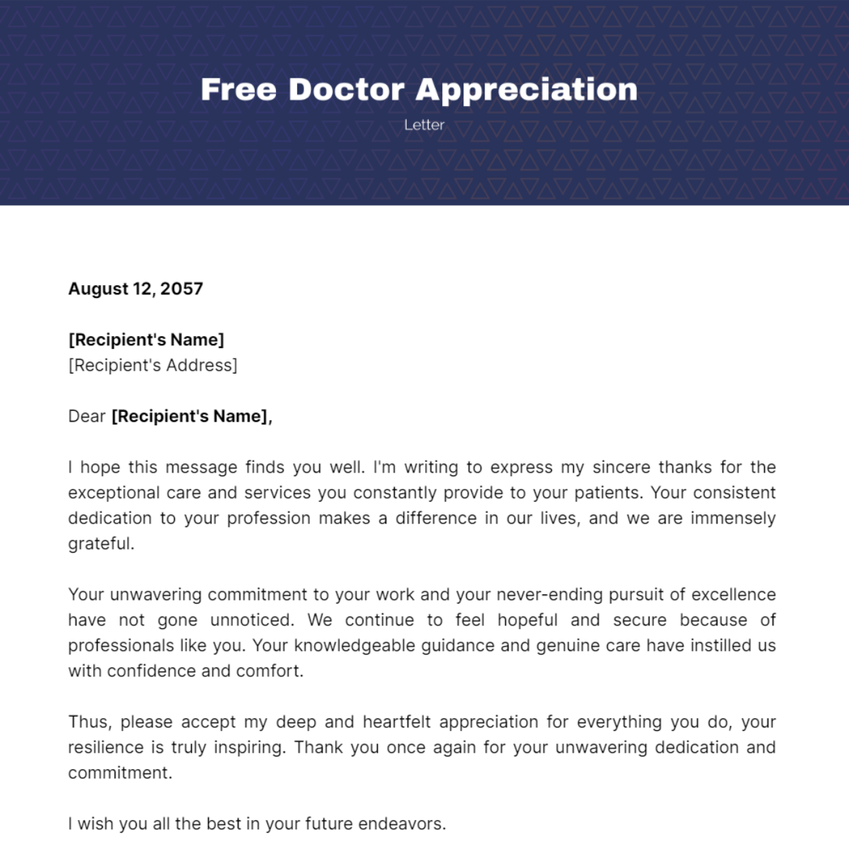 Doctor Appreciation Letter Template