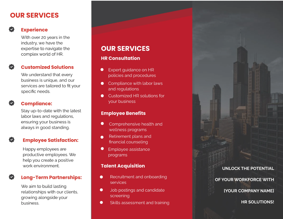 Free HR Contact and Resources Brochure HR Template to Edit Online