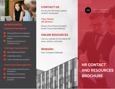 Free HR Contact and Resources Brochure HR Template to Edit Online