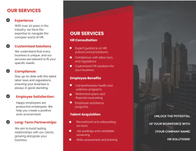 Free HR Contact and Resources Brochure HR Template to Edit Online