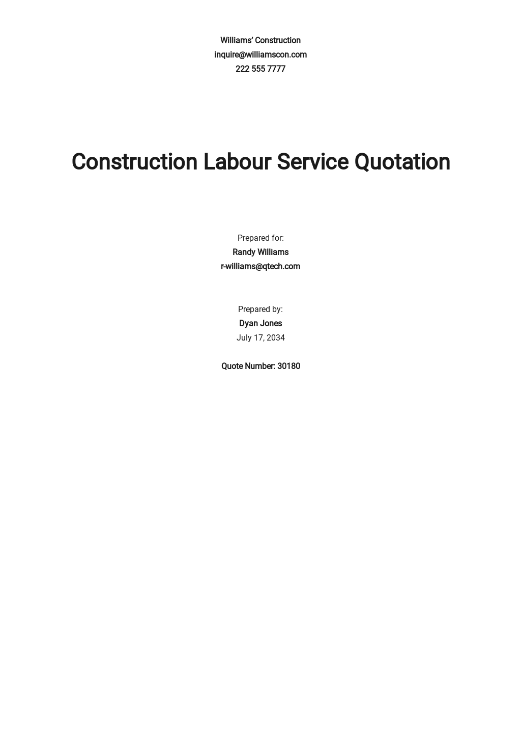Construction Quotation Templates in Microsoft Excel (XLS)