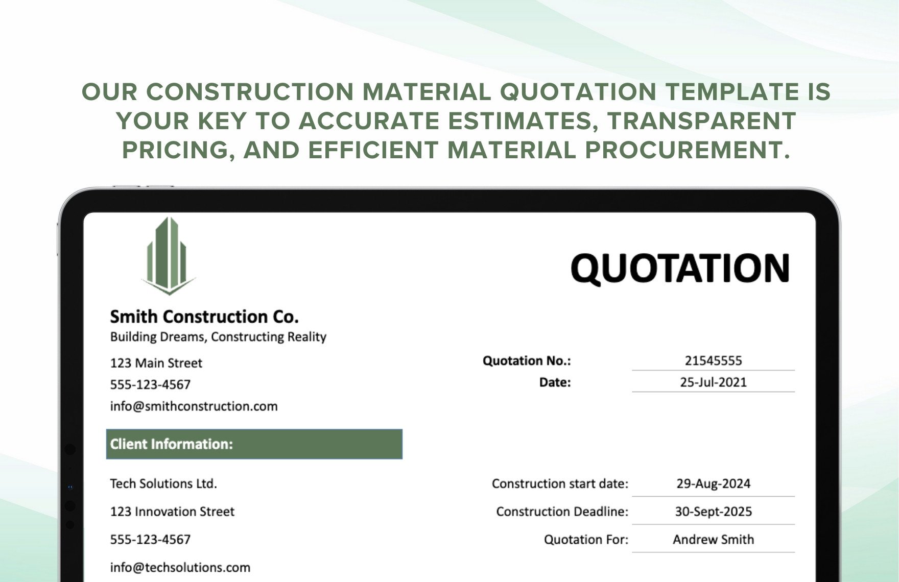 Construction Material Quotation Template