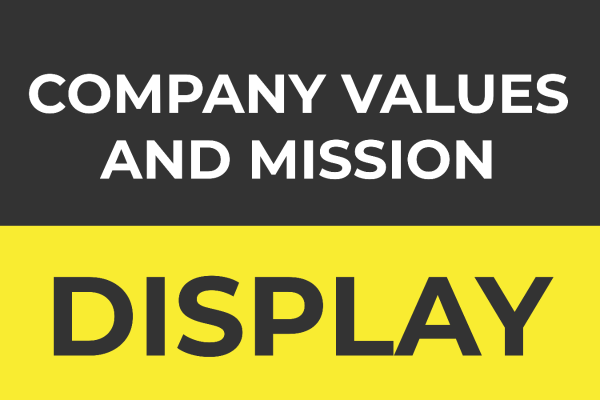 Company Values and Mission Display Sign Template