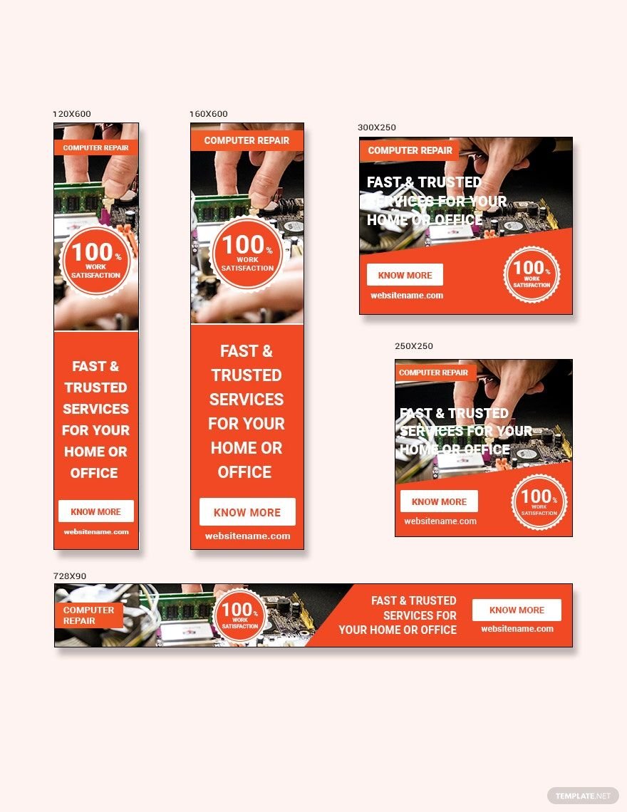 Computer Repair Banner Ads Template in PSD, HTML5