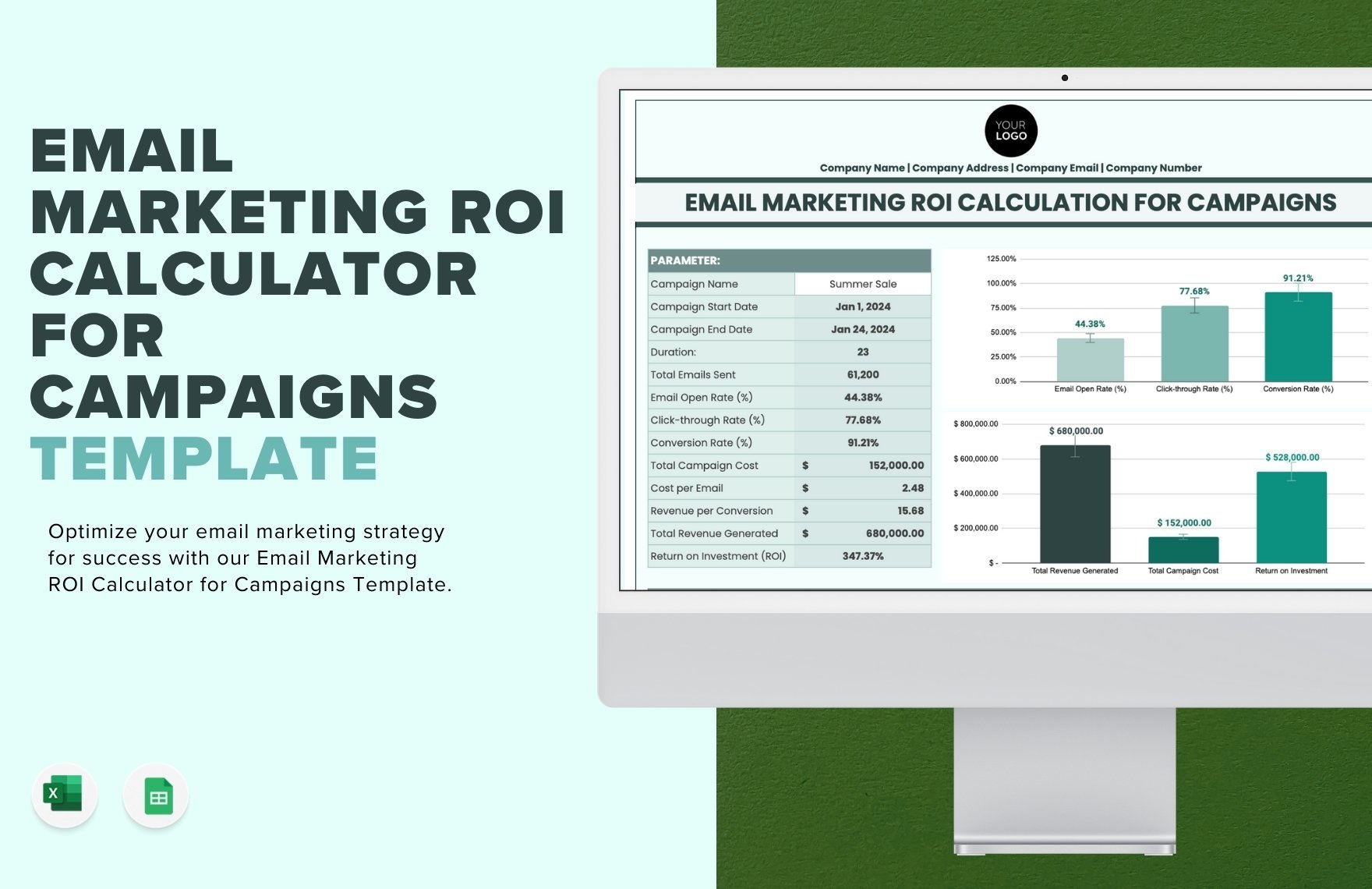 Email Marketing ROI Calculator for Campaigns Template