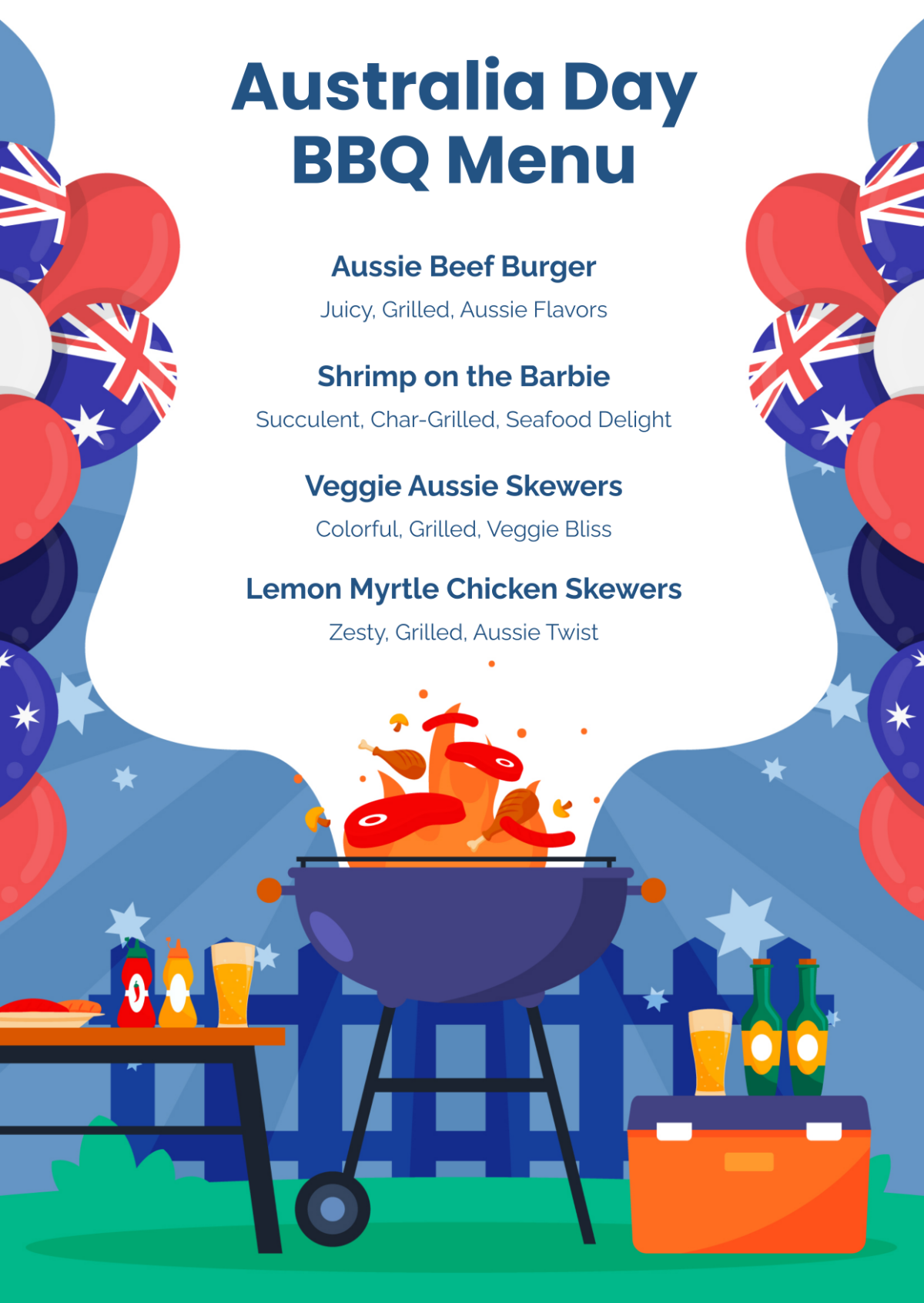 Australia Day BBQ Menu Template