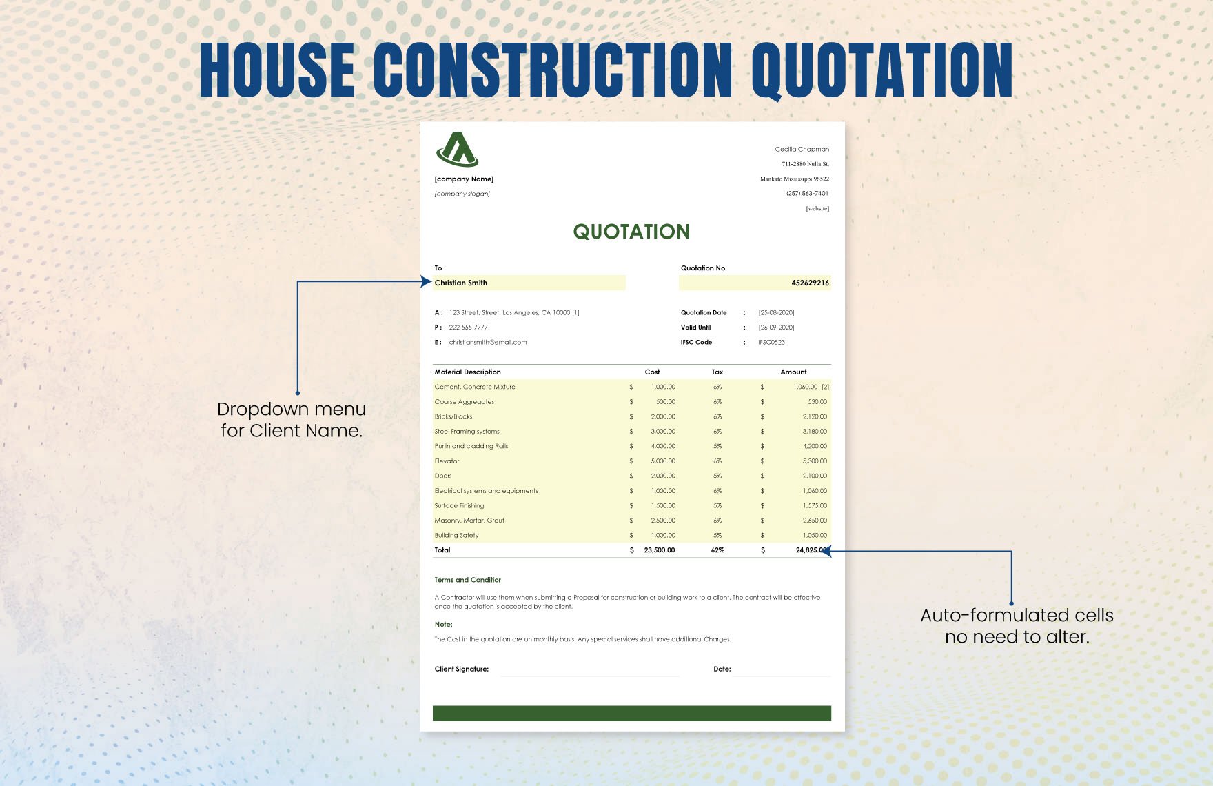 House Construction Quotation