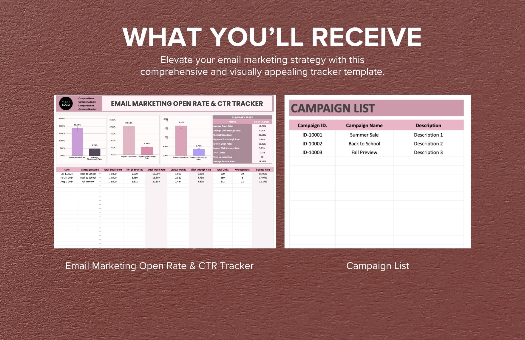 Email Marketing Open Rate & CTR Tracker Template