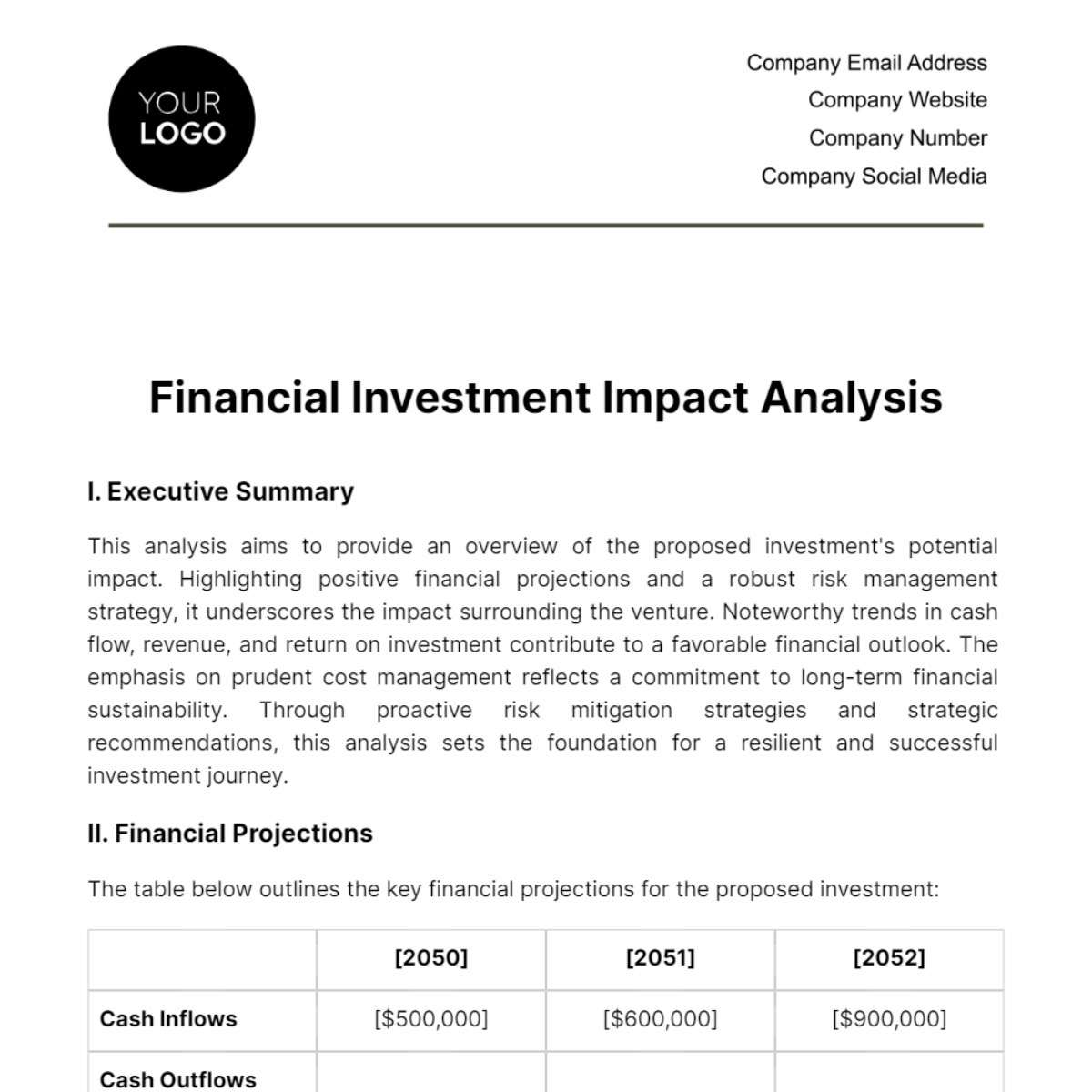 Financial Investment Impact Analysis Template