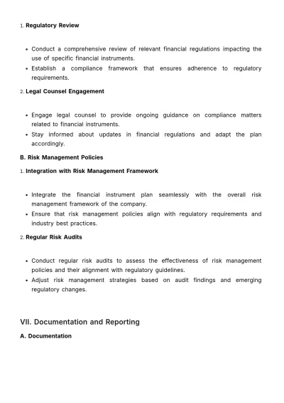 Free Financial Instrument Plan Template to Edit Online