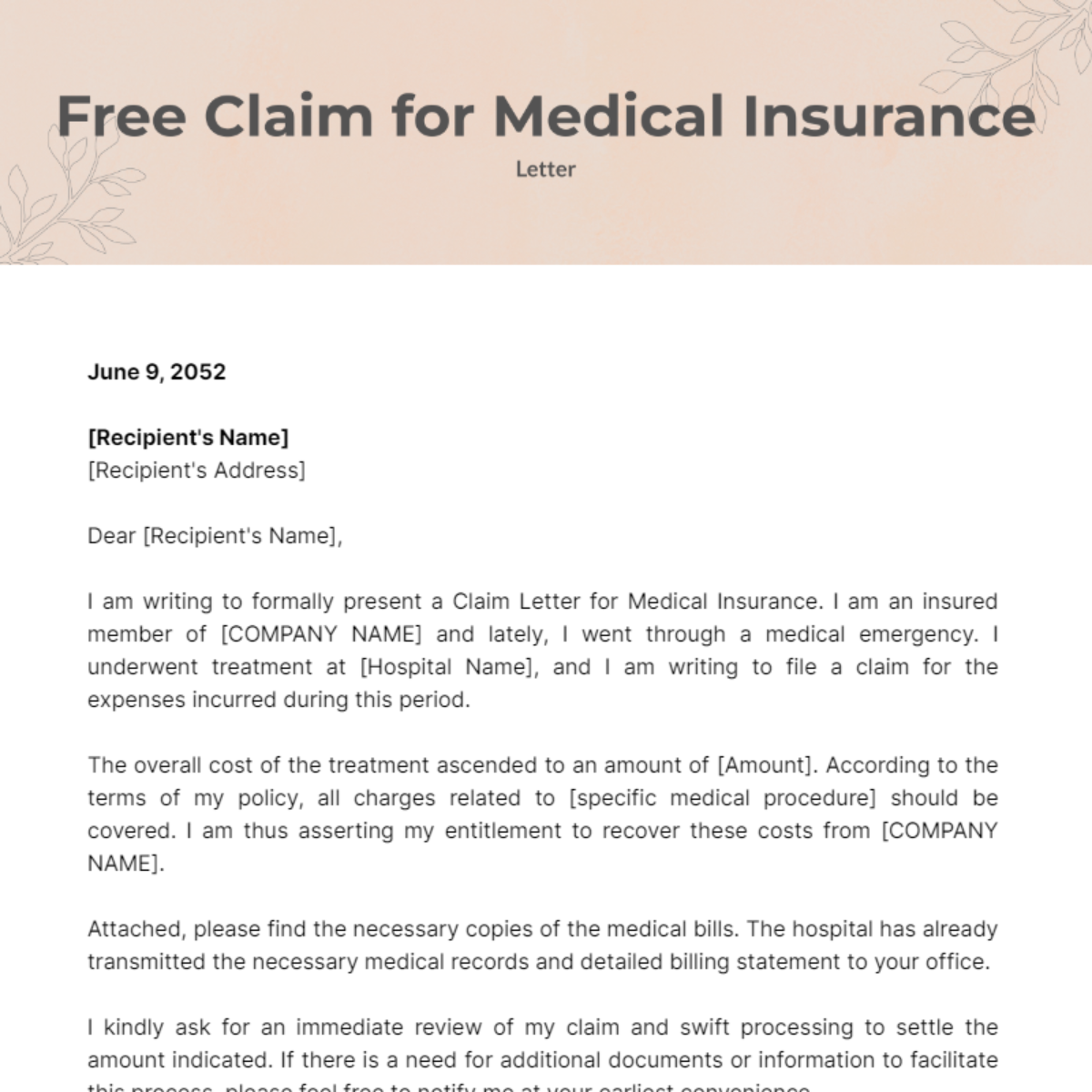 cover letter for medical insurance claim