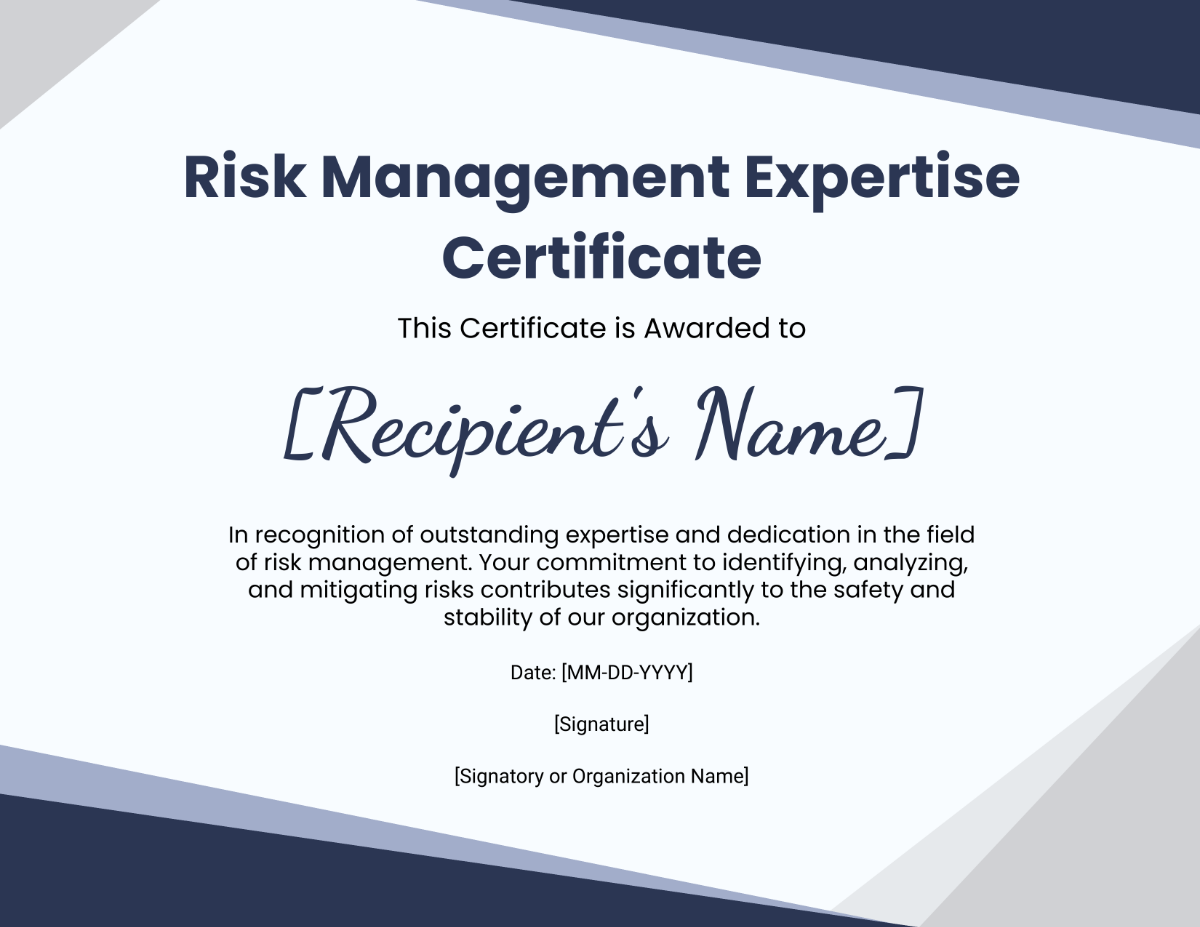 Risk Management Expertise Certificate Template - Edit Online & Download