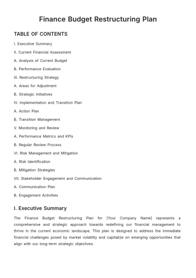 Free Finance Budget Restructuring Plan Template to Edit Online