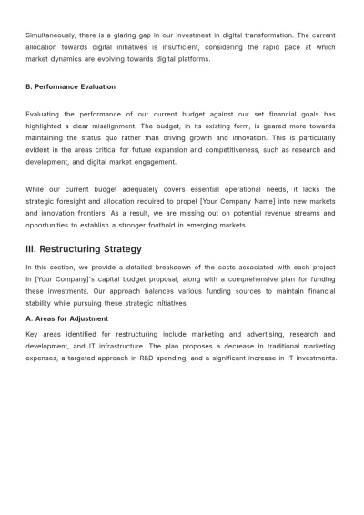Free Finance Budget Restructuring Plan Template to Edit Online