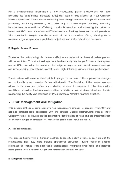 Free Finance Budget Restructuring Plan Template to Edit Online