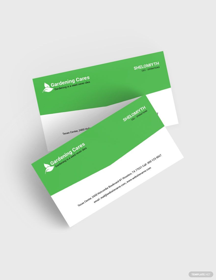 Gardening Business Card Template in Word, Google Docs, Illustrator, PSD, Publisher