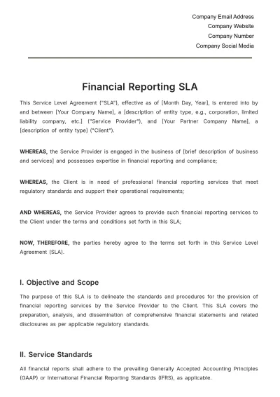 Free Financial Reporting SLA Template to Edit Online