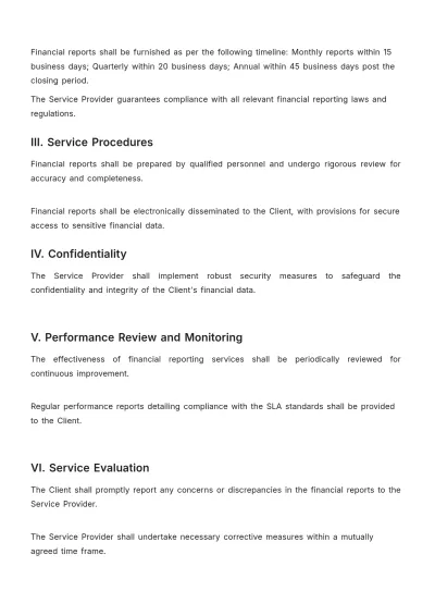 Free Financial Reporting SLA Template to Edit Online