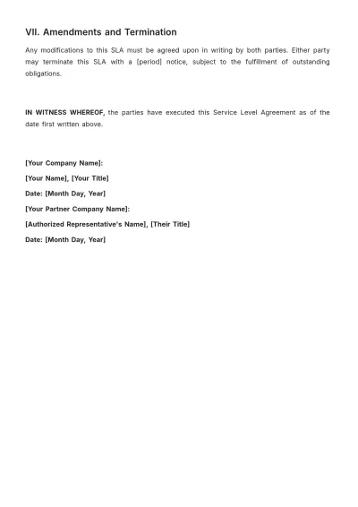 Free Financial Reporting SLA Template to Edit Online