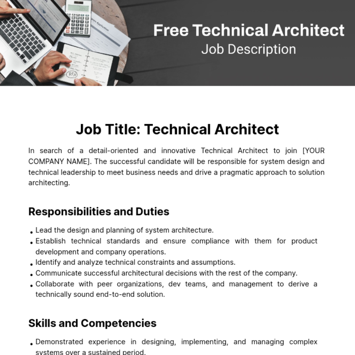 Free Technical Architect Job Description Template