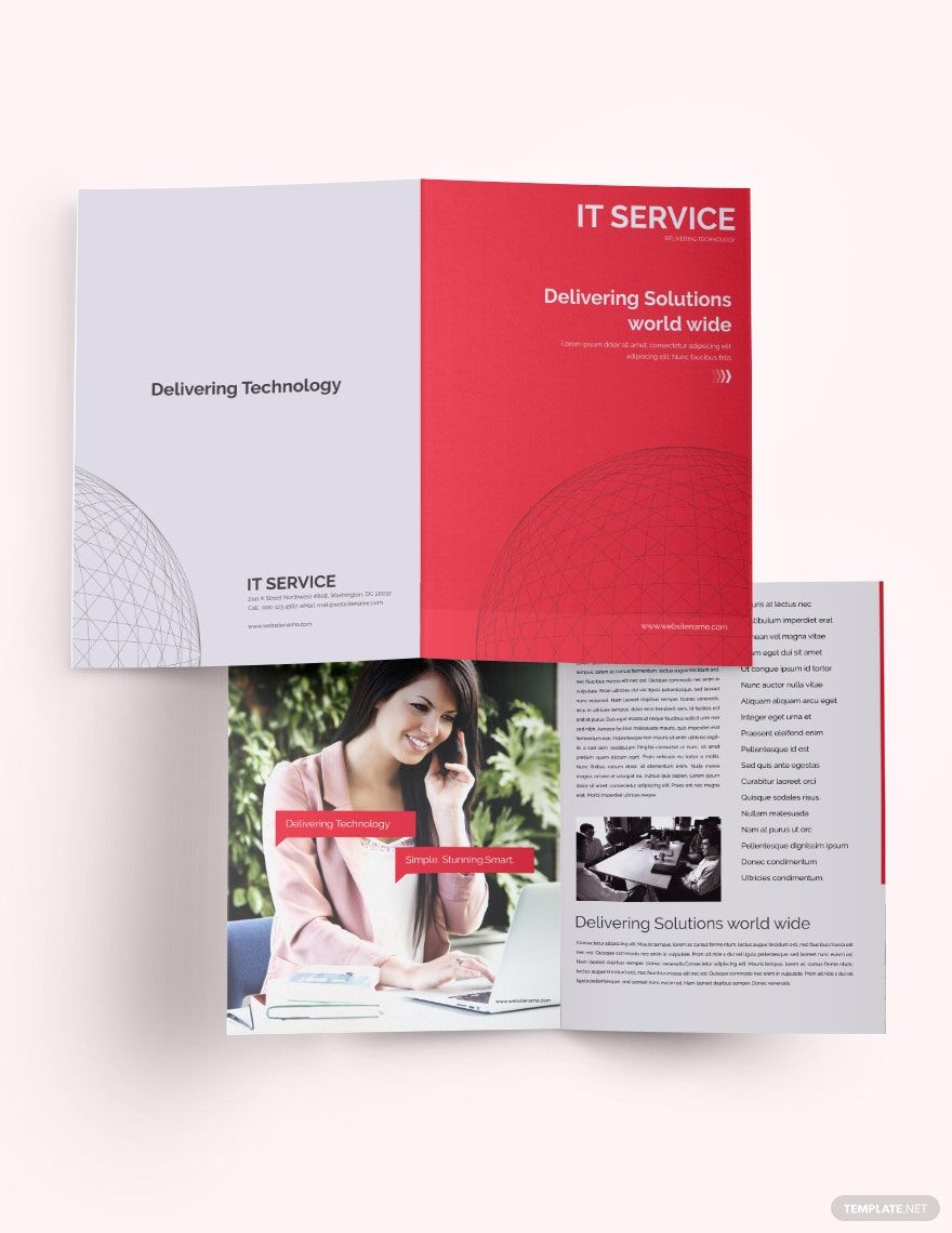 IT Service Bi-Fold Brochure Template