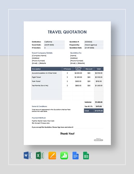FREE Sample Quotation Templates - PDF | Word (DOC) | Excel ...