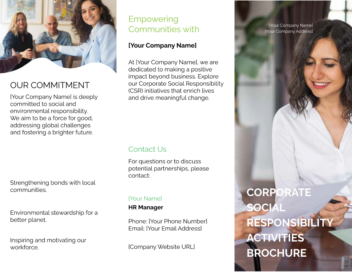 Corporate Social Responsibility Activities Brochure HR Template