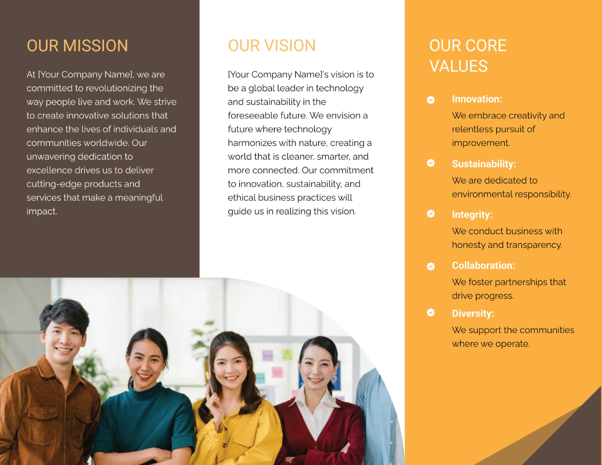 Free Organizational Mission And Vision Brochure HR Template to Edit Online