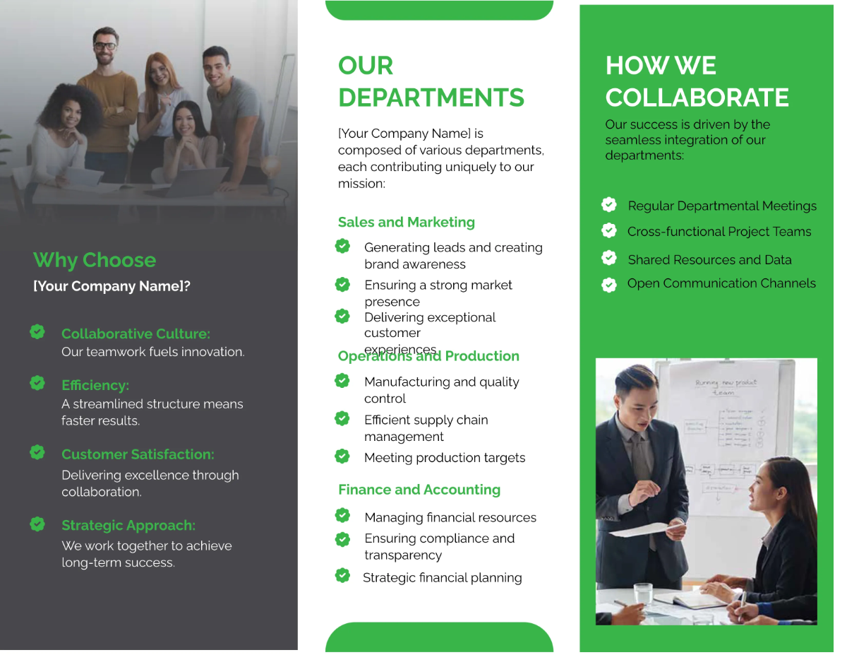 Free Team and Departmental Functions Overview Brochure HR Template to Edit Online