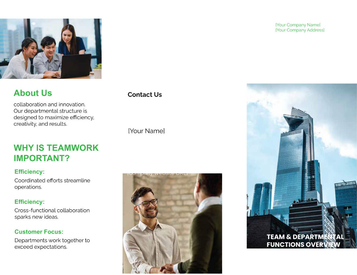 Team and Departmental Functions Overview Brochure HR Template