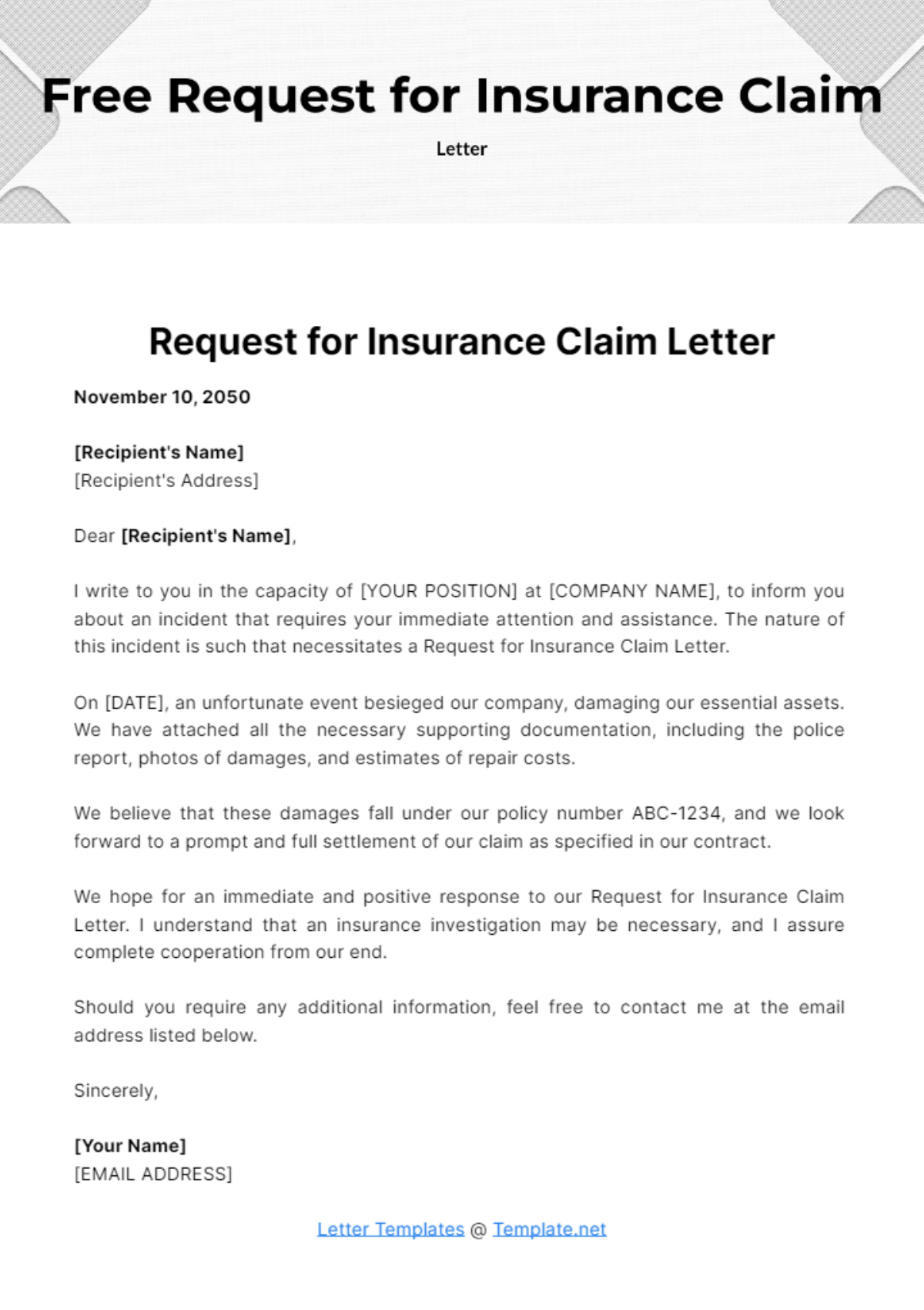 Insurance Claim Demand Letter Template - Infoupdate.org