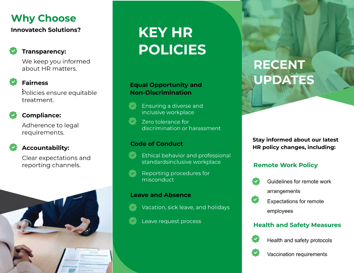 Free New HR Policies And Updates Brochure HR Template to Edit Online