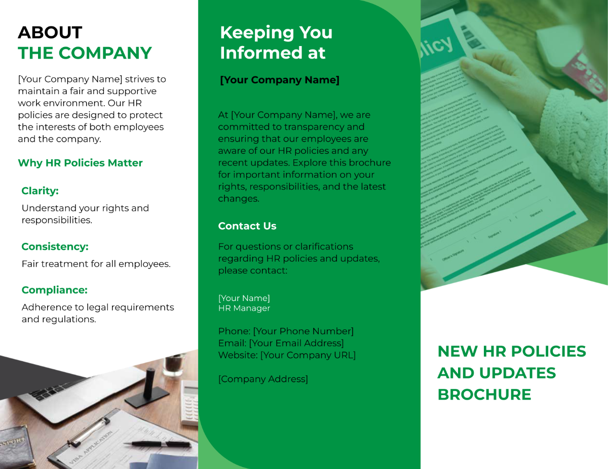 New HR Policies And Updates Brochure HR Template