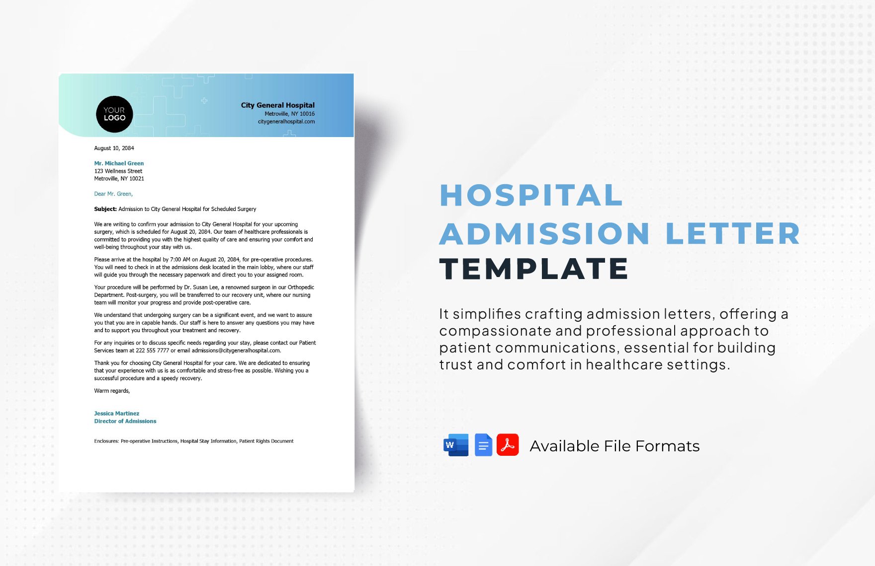 Hospital Admission Letter Template