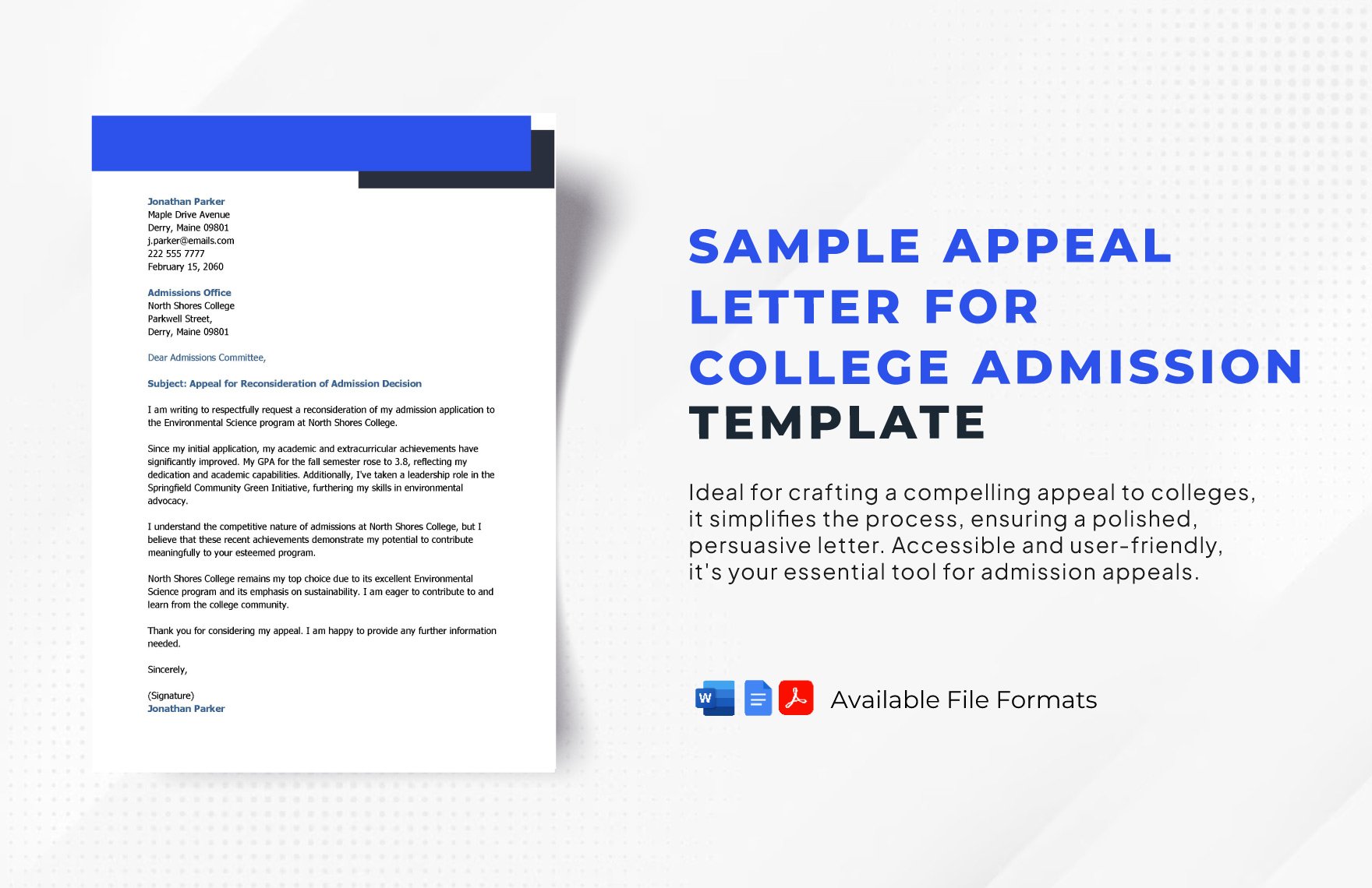 Sample Appeal Letter for College Admission Template