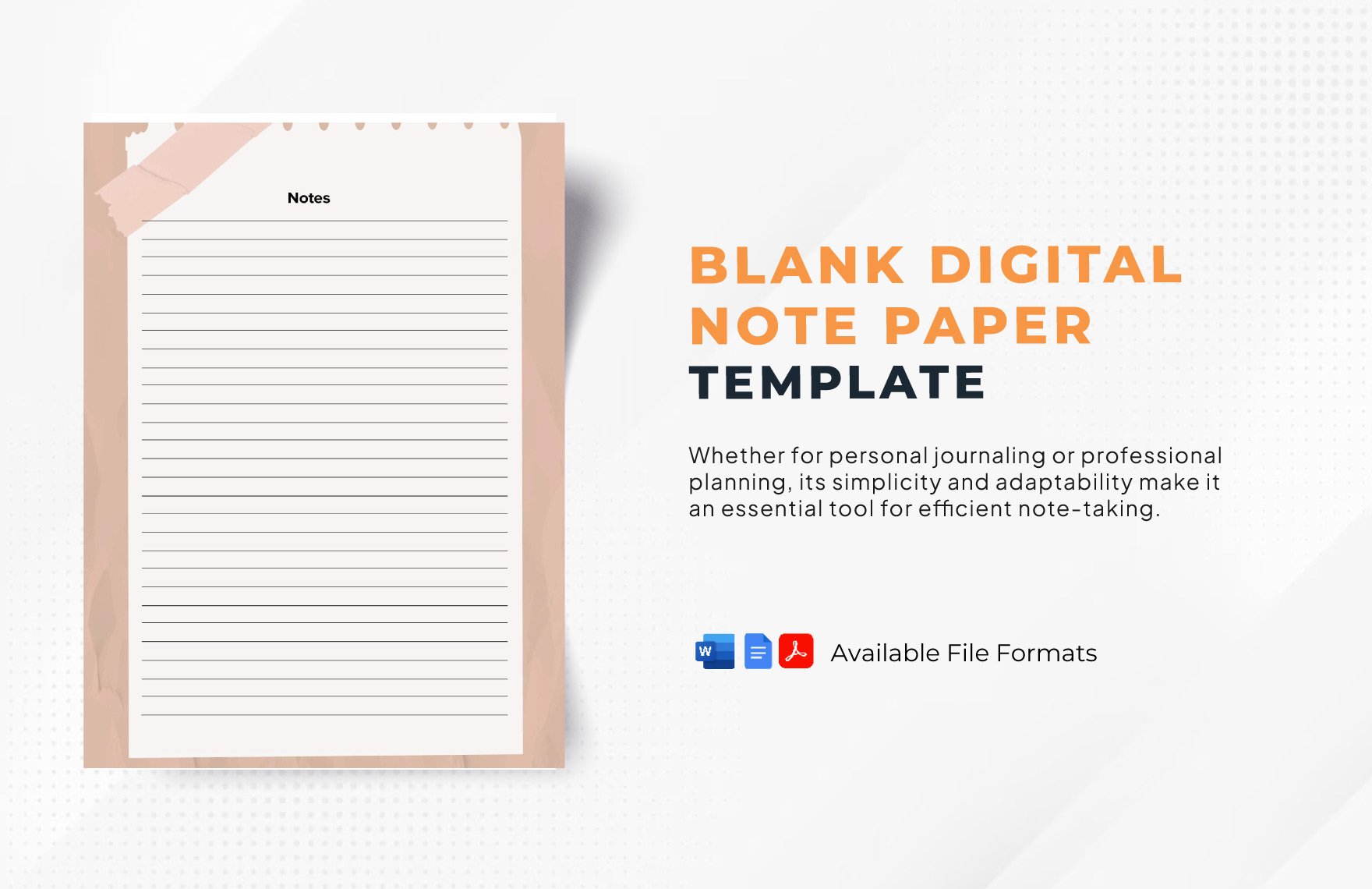 Blank Digital Note Paper Template