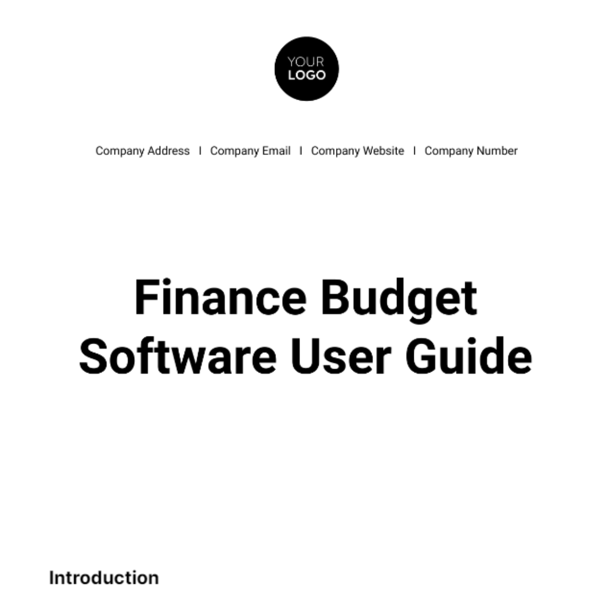 Finance Budget Software User Guide Template