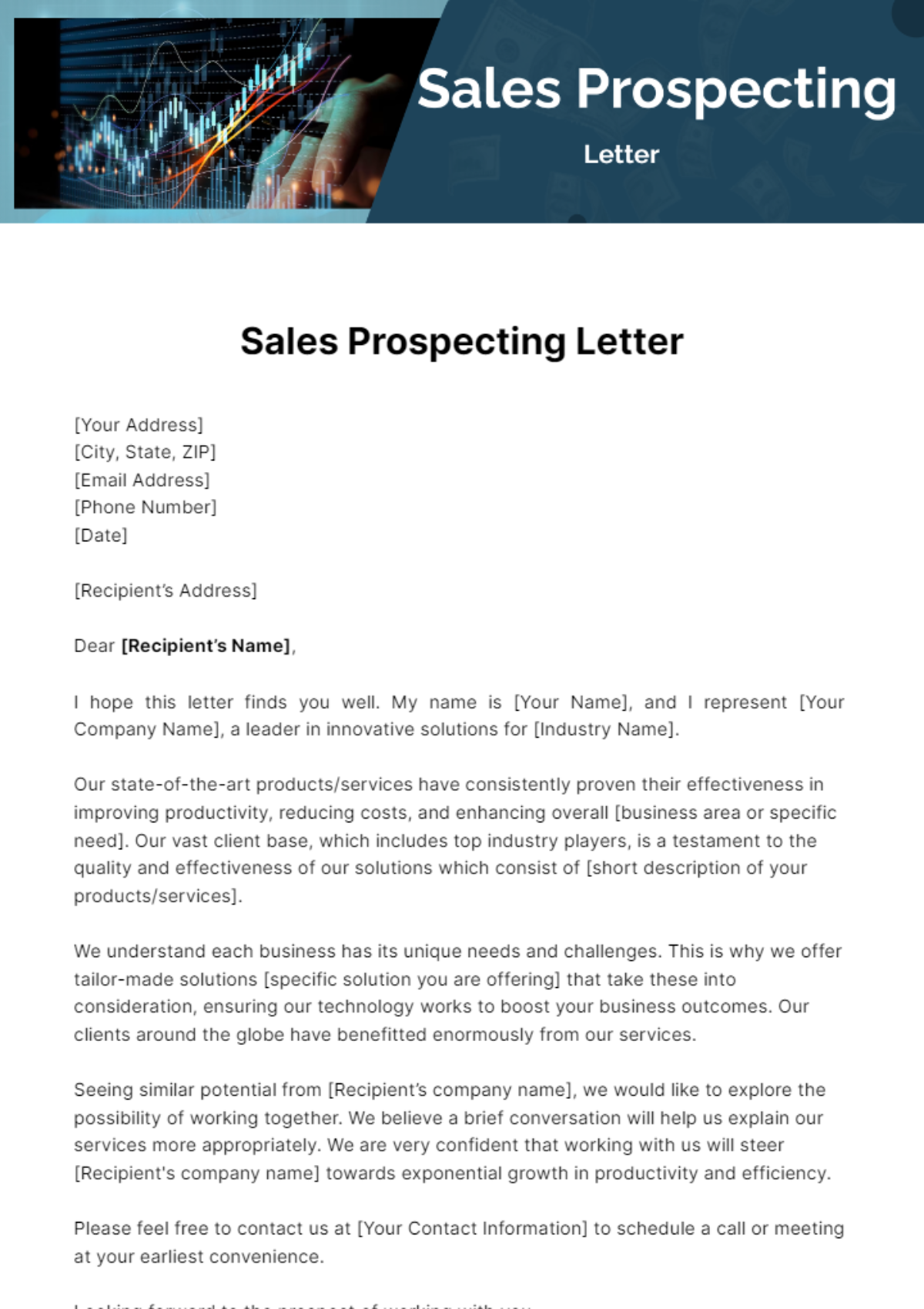 Sales Prospecting Letter Template