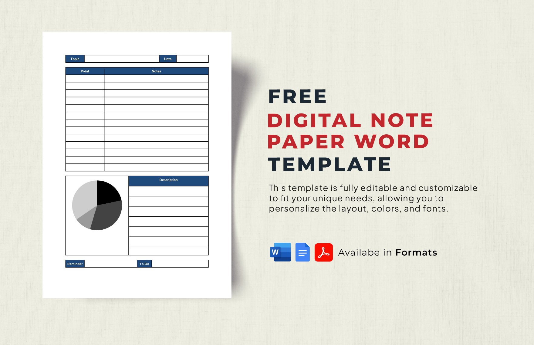 Digital Note Paper Word Template