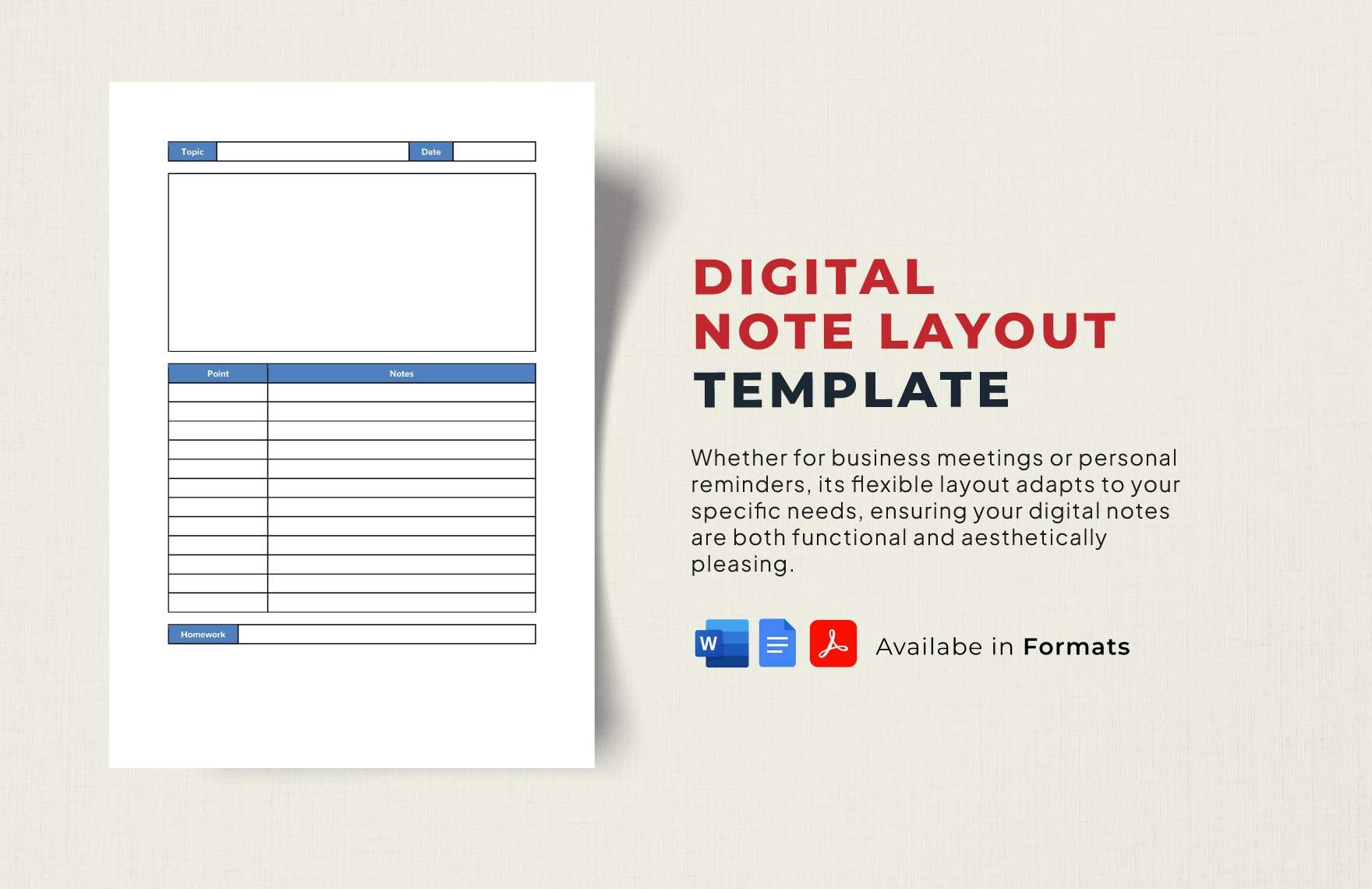 Digital Note Layout Template in Word, PDF, Google Docs - Download | Template.net