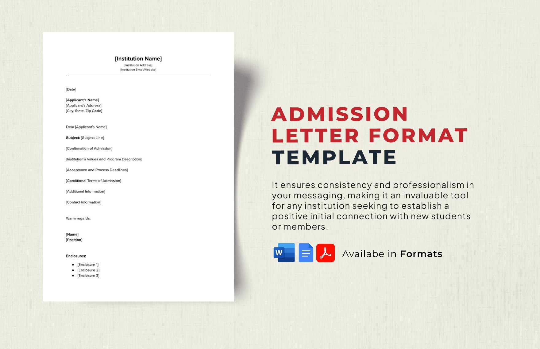 Admission Letter Format Template