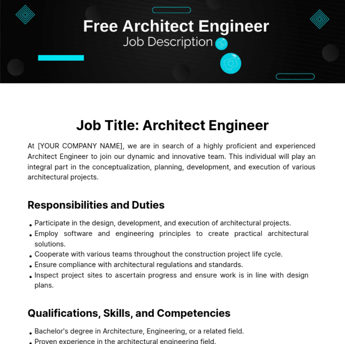 Free Architect Engineer Job Description Template
