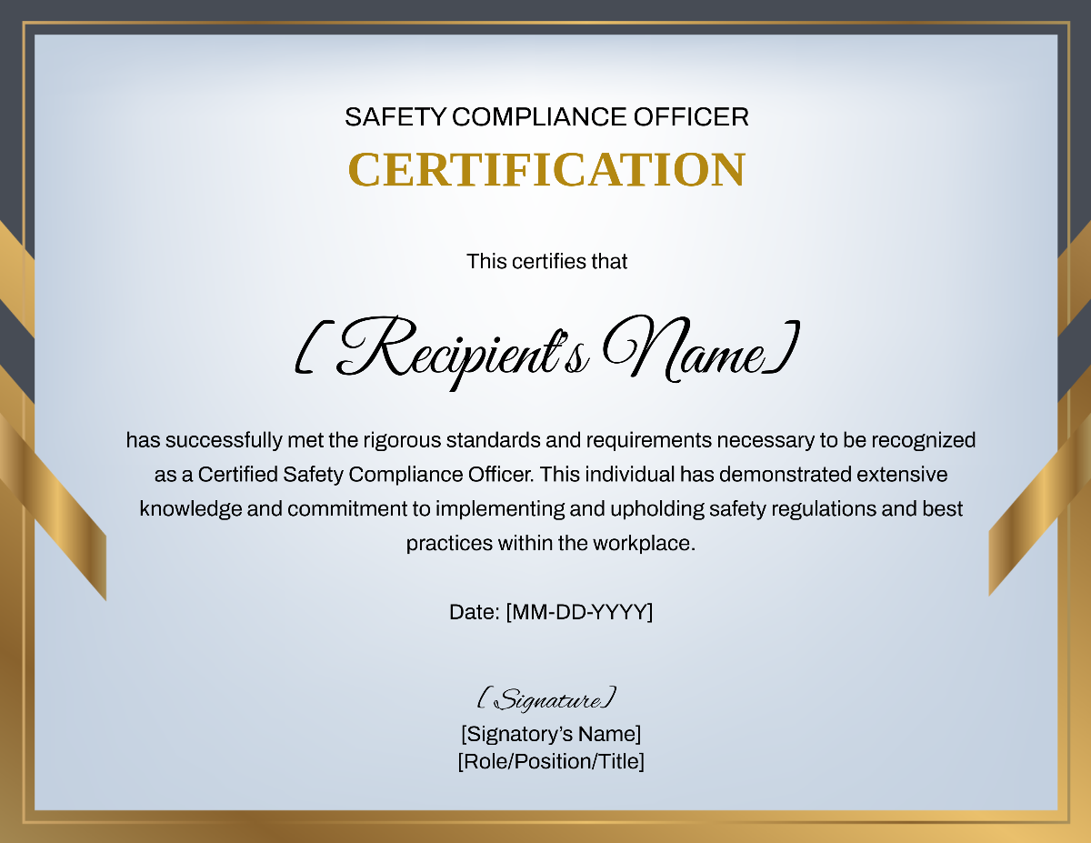 Safety Compliance Officer Certification Template