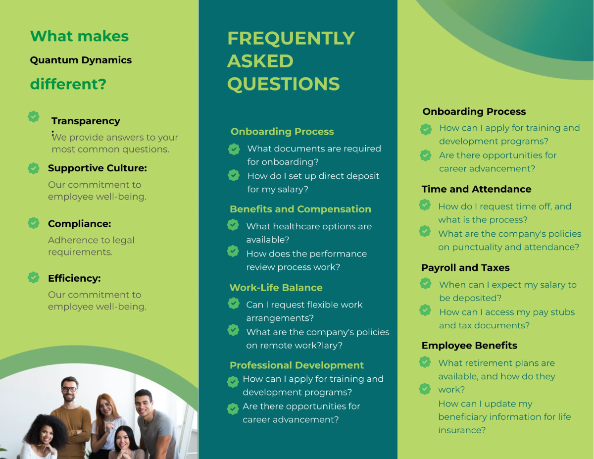 Free New Employee FAQs Brochure HR Template to Edit Online