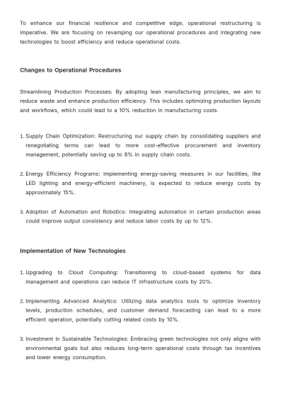 Free Financial Cost Management Restructuring Plan Template to Edit Online