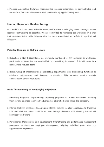 Free Financial Cost Management Restructuring Plan Template to Edit Online