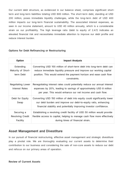 Free Financial Cost Management Restructuring Plan Template to Edit Online