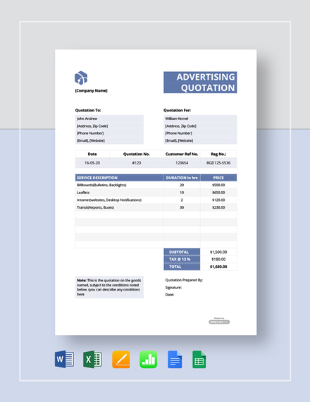 FREE Simple Quotation Template - PDF | Word (DOC) | Excel | Apple (MAC ...