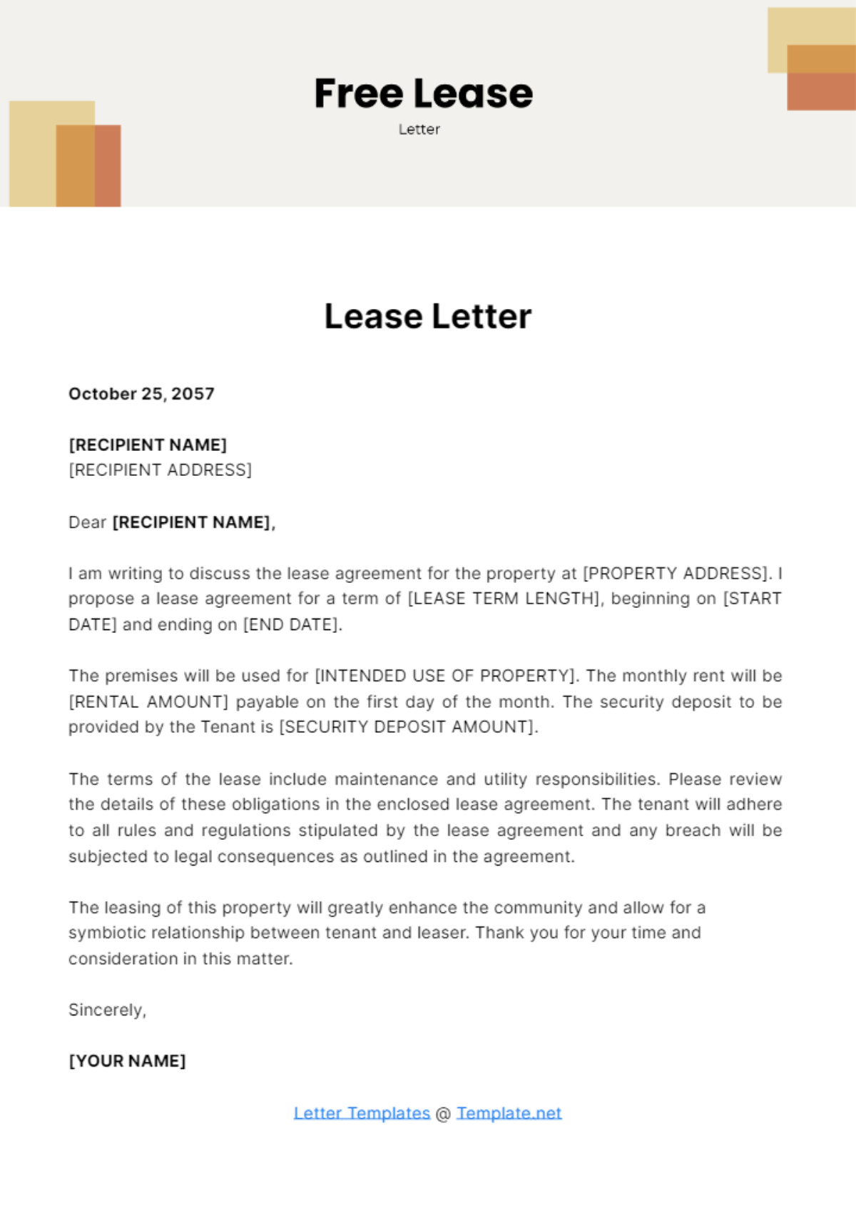 Free Lease Letter Template