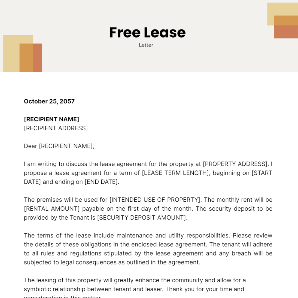 Lease Letter Template
